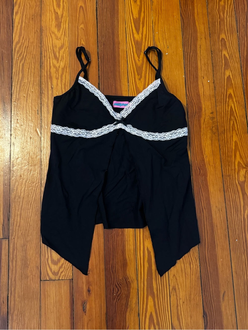 Edikted Black Lace-Trim Split Front Top